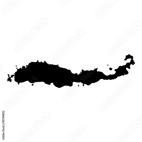 Flores map. Island silhouette icon. Isolated Flores black map outline. Vector illustration.