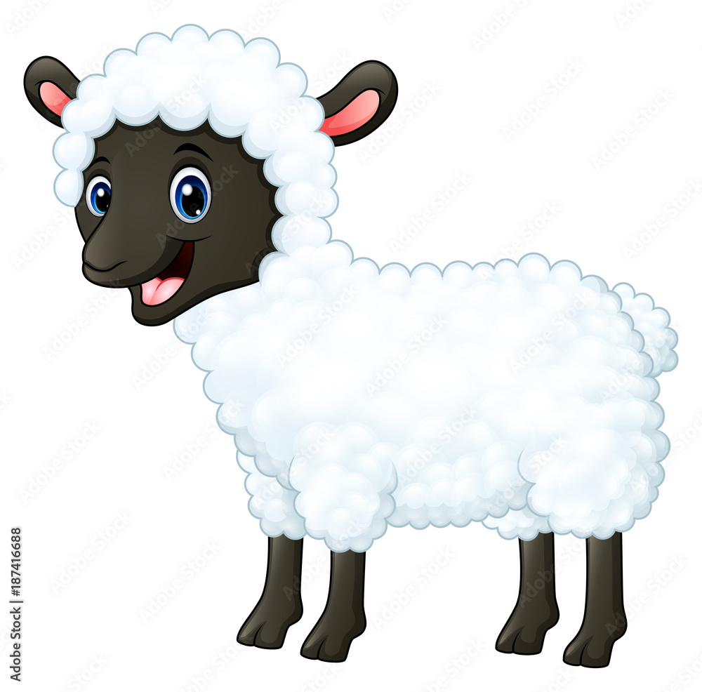 Obraz premium Cartoon happy sheep smiling