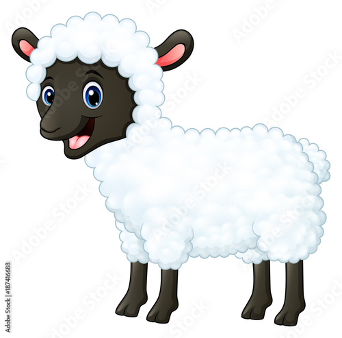 Cartoon happy sheep smiling