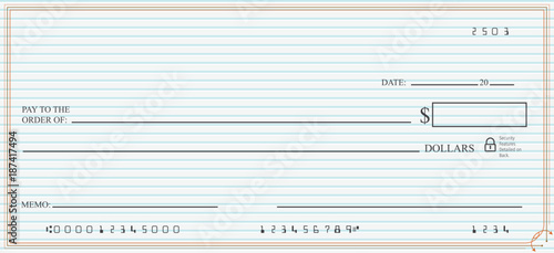 Blank Check with Open Space for Your Text