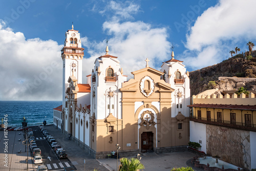 View of Basilica de Candelaria from West on sunny day, Tenerife.
