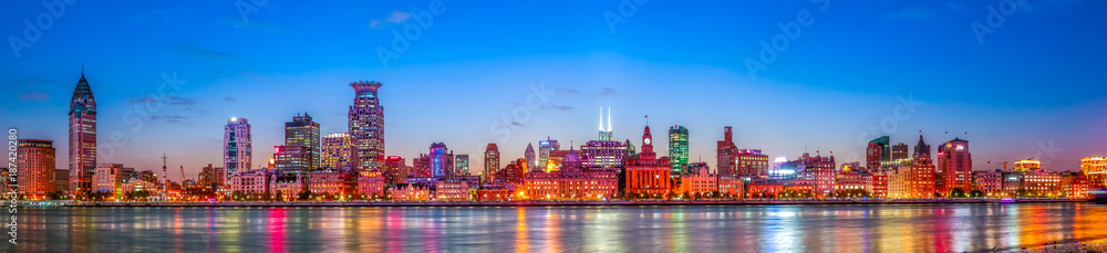 Obraz premium City Night Shanghai Bund