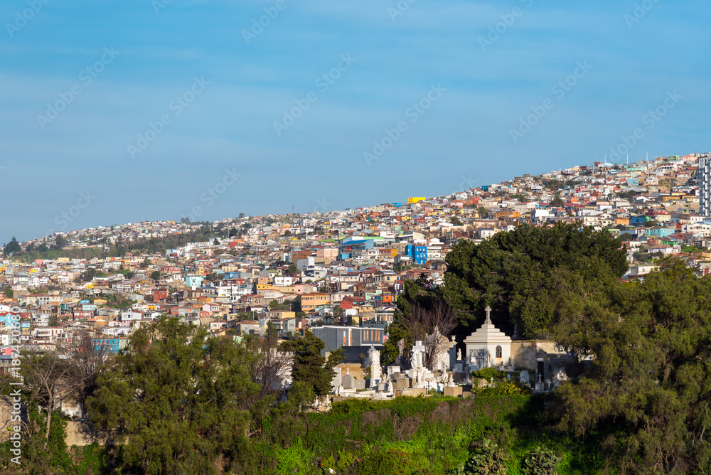 View over the colorful houses of Valparaiso in Chile