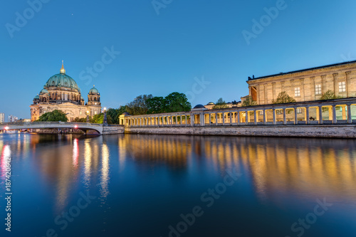 Museum Island and cathedral in Berlin at dusk