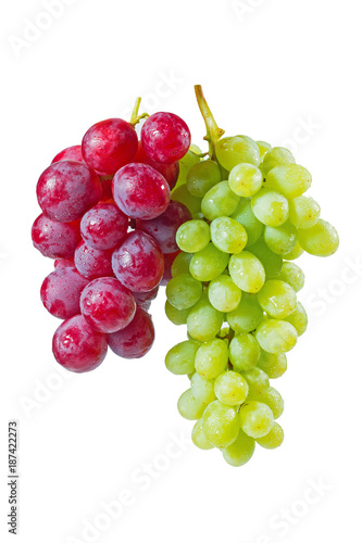 fresh grapes; on white background