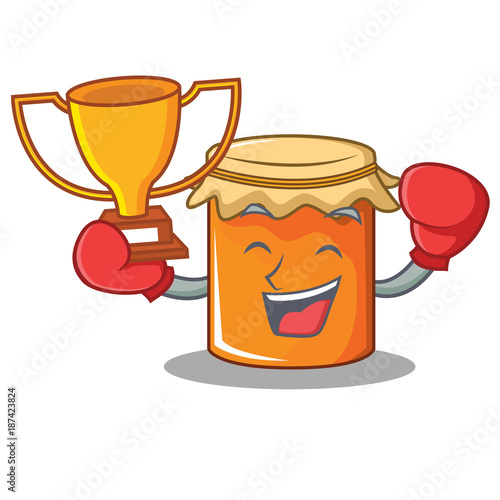 Boxing winner jam mascot cartoon style