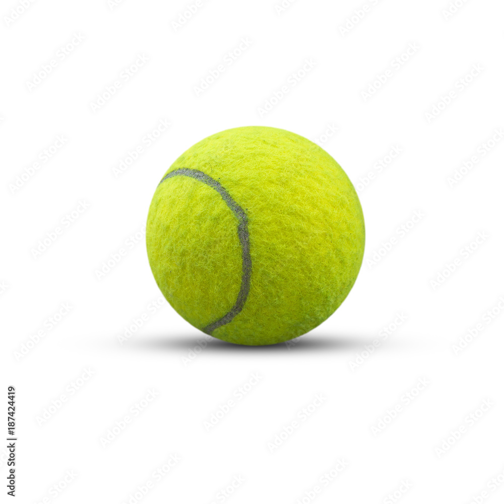 Single tennis ball isolated on white background