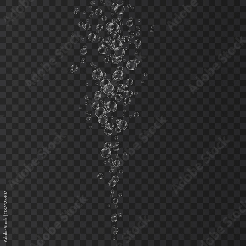 Underwater fizzing air bubbles jet  isolated on transparent  background.
