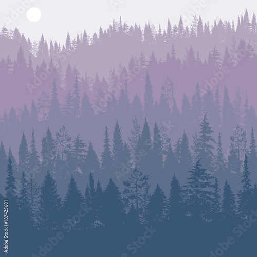 vector landscape with pine trees