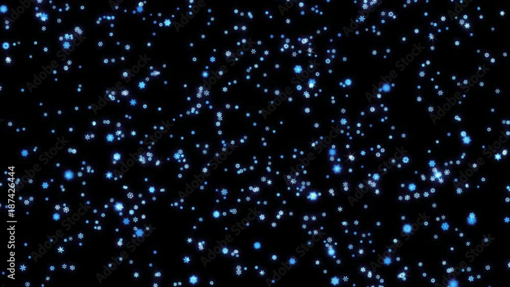 Snowflakes particles fallen down on black screen Snowflakes particles fallen down on black screen