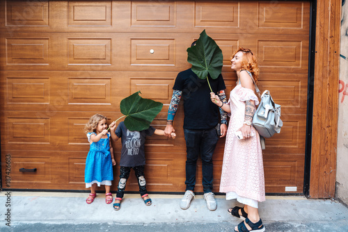 фотографія Family having fun on the street