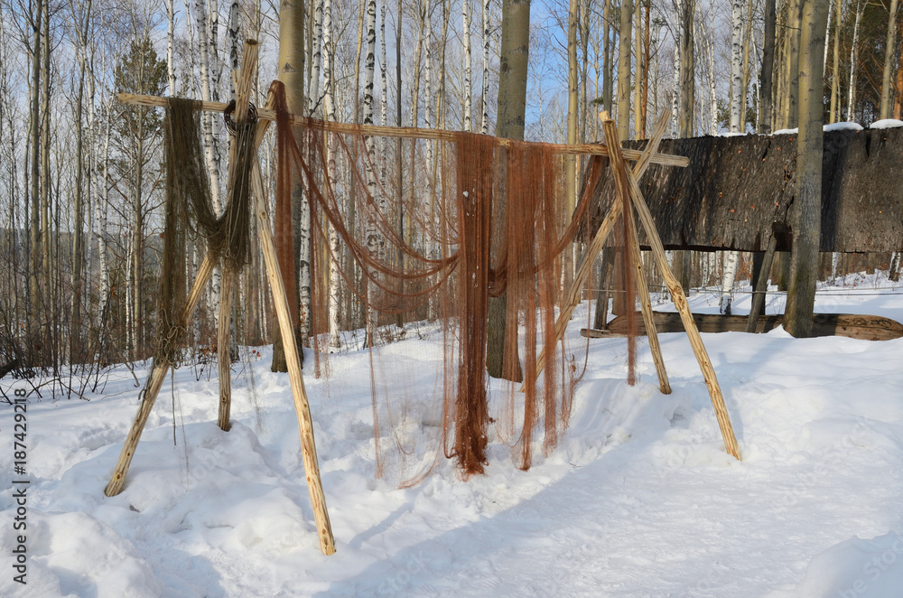 The fishing nets. Taltsy, Irkutsk region The fishing nets. Taltsy, Irkutsk region