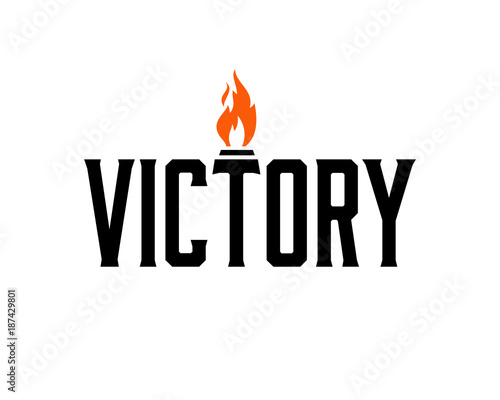 Letter Victory with Olympic Torch Fire Symbol Logo Vector photo