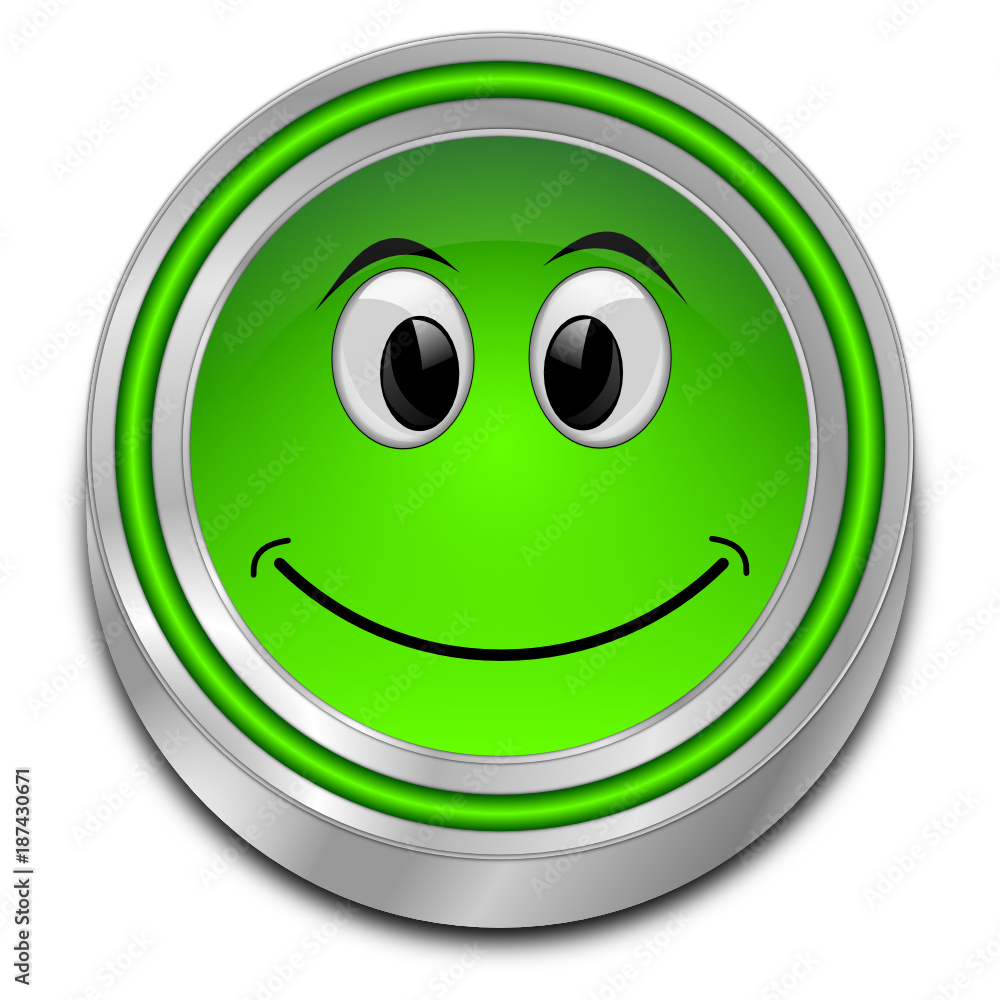 Button with smiling face - 3D illustration Button with smiling face - 3D illustration