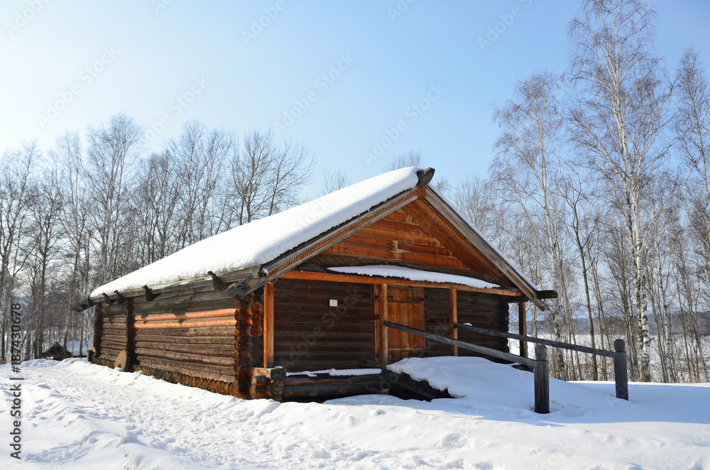 Russia, Taltsy, Irkutsk region, cascade of liquid water mills from the village of Vladimirovka