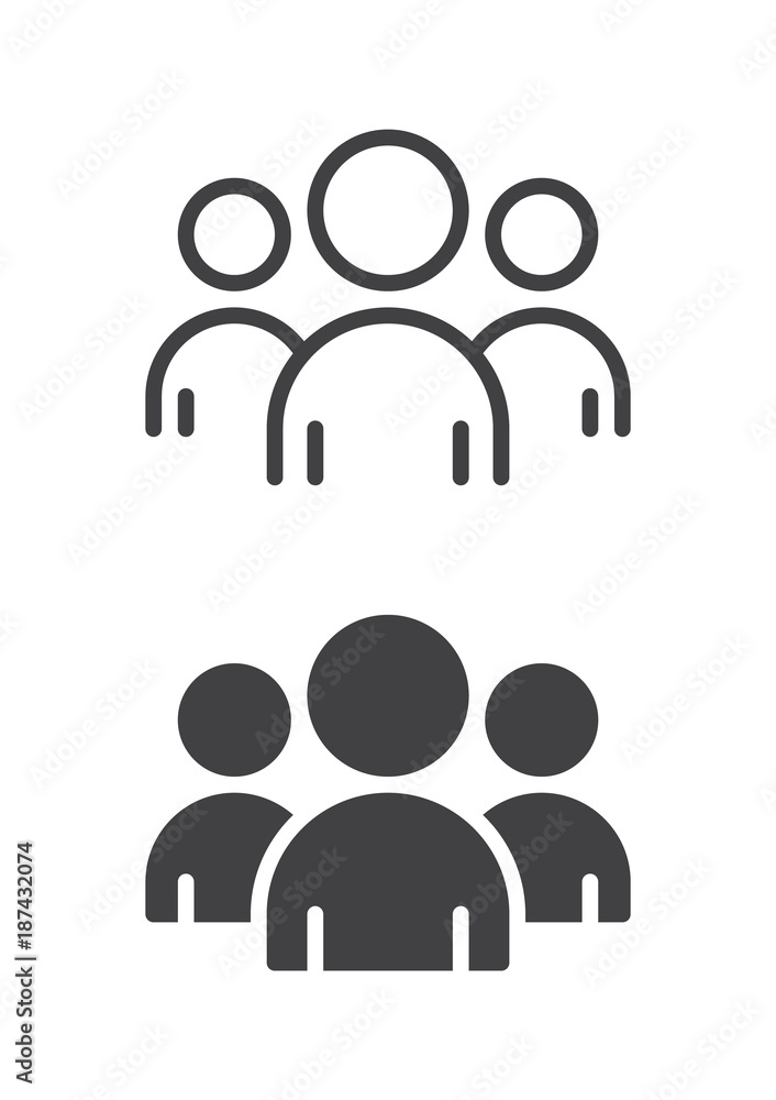 People, group, team icon, line and solid version, outline and filled vector  sign, linear and full pictogram isolated on white. Leader symbol, logo  illustration. Pixel perfect vector graphics Stock Vector | Adobe
