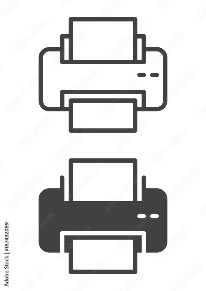 Printer icon, line and solid version, outline and filled vector sign, linear and full pictogram isolated on white. Symbol, logo illustration. Pixel perfect vector graphics Printer icon, line and solid version, outline and filled vector sign, linear and full pictogram isolated on white. Symbol, logo illustration. Pixel perfect vector graphics