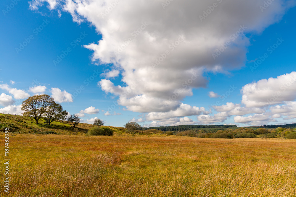 Clouds over a field near Ystradfellte in Powys, Wales, UK