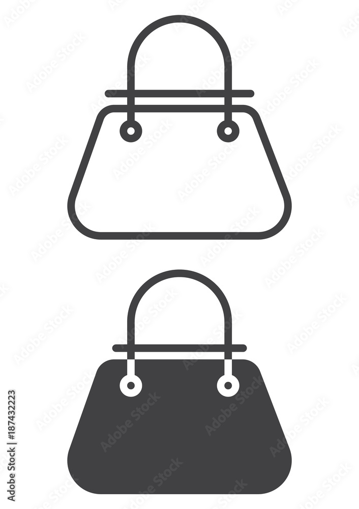 Woman handbag icon outline stock vector. Illustration of handbag - 95752947