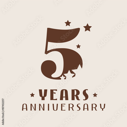 5 years anniversary vector icon, logo