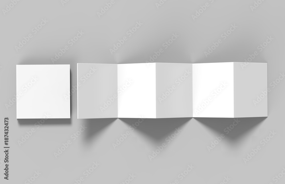 Accordion fold square brochure, ten page leaflet, concertina fold