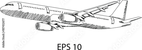 Airplane Vector Line Illustrator, EPS 10.