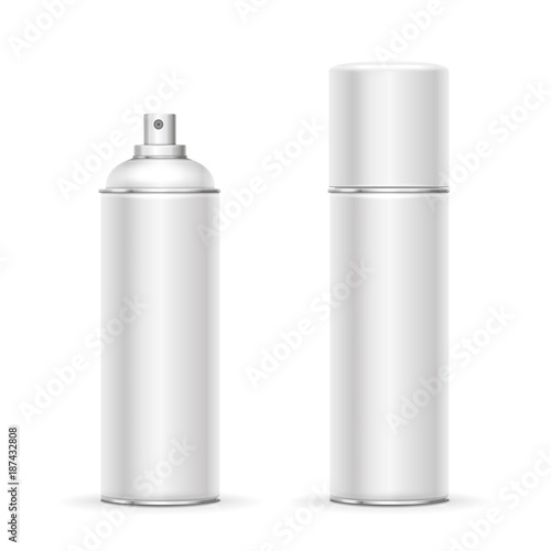 Blank aluminum spray can. Template metalllic hairspray, deodorant bottle vector