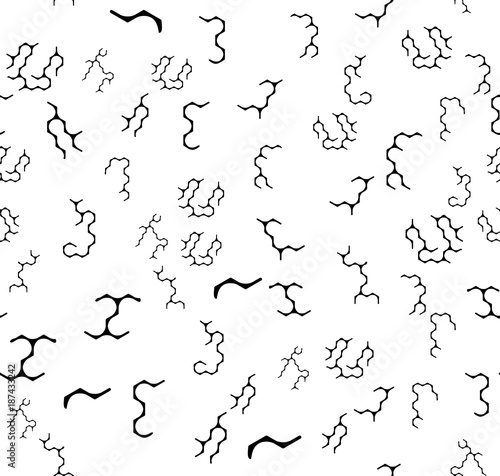 Simple seamless pattern. Vector Textile background. Chaotic black elements on a white background.