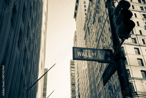 Sign wall street in Brooklyn New York City America photo