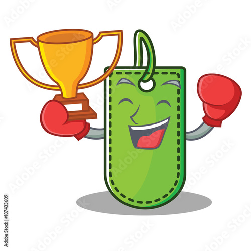 Boxing winner price tag mascot cartoon
