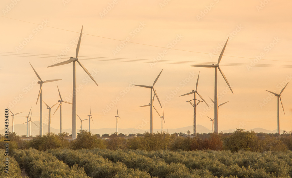 Obraz premium Wind turbines in Zaragoza Spain