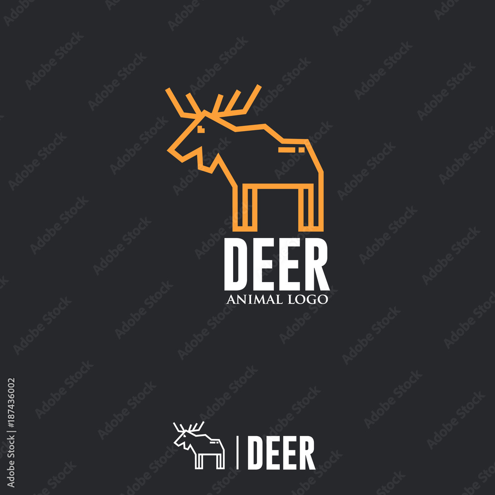 Fototapeta premium DEER LOGO. Linear Animal Icon