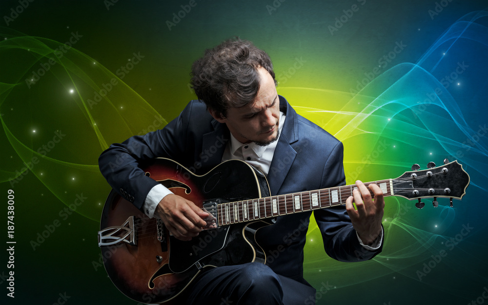 Obraz premium Guitarist with colorful fabled concept
