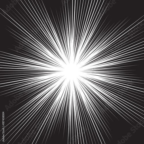 Fototapeta Naklejka Na Ścianę i Meble -  Abstract black line zoom light speed on white for cartoon comic background vector illustration.