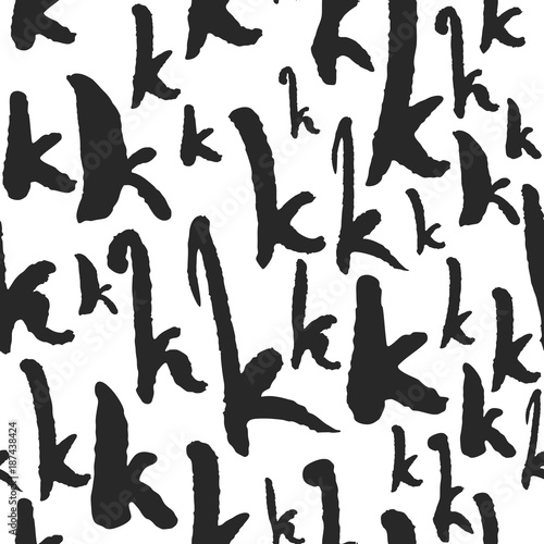 Vector Seamless Pattern with Calligraphy Letters K
