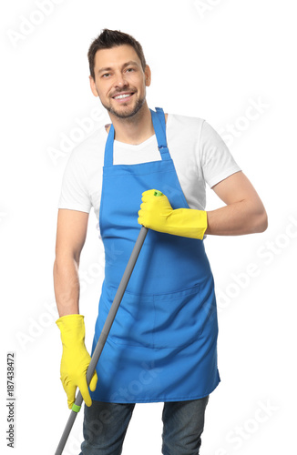Young professional cleaning...