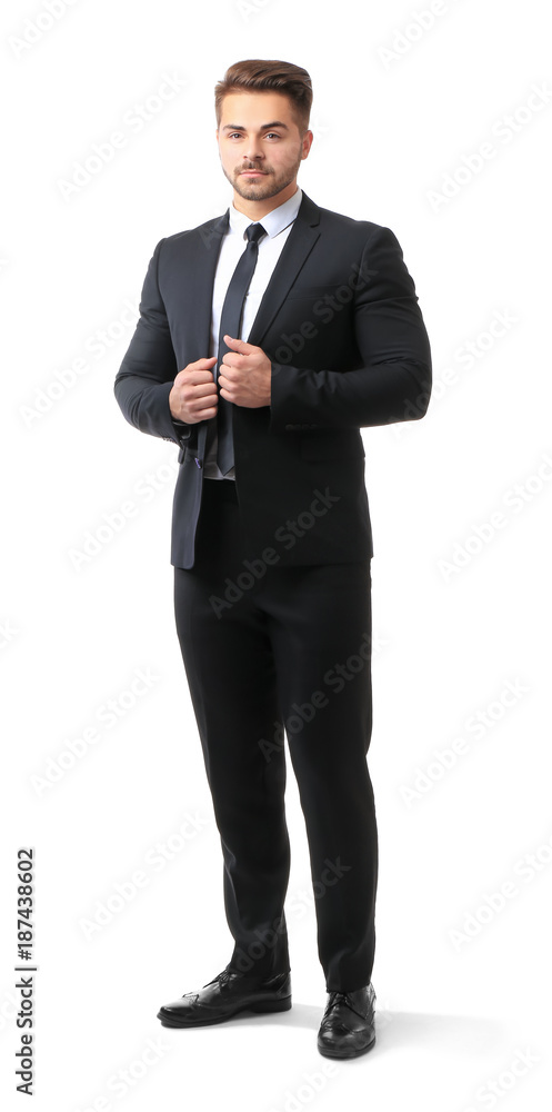 Handsome man in formal suit on white background Handsome man in formal suit on white background