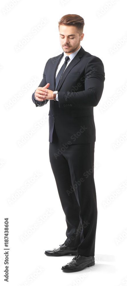 Handsome man in formal suit on white background Handsome man in formal suit on white background