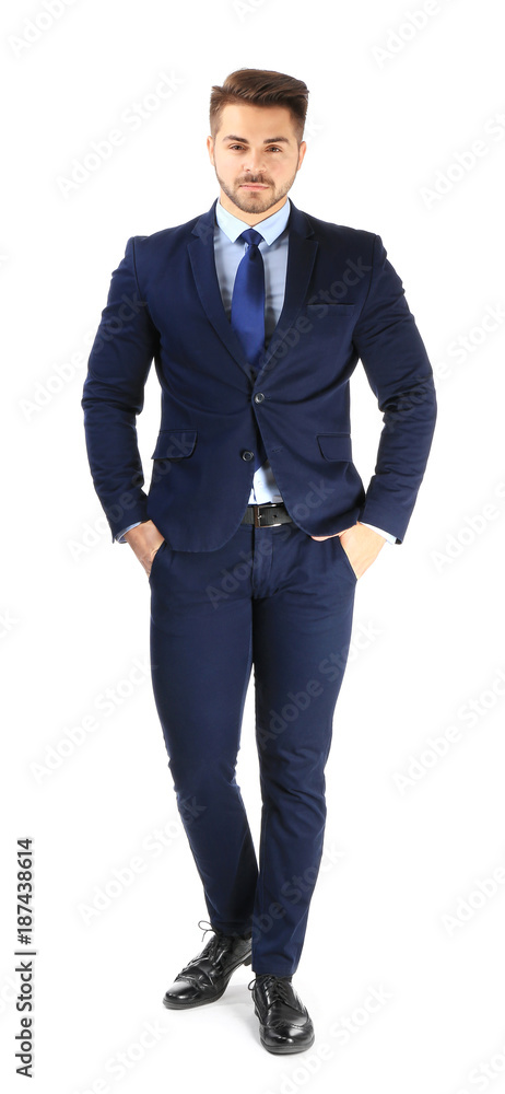 Handsome man in formal suit on white background Handsome man in formal suit on white background