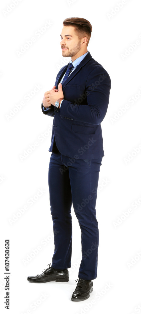 Handsome man in formal suit on white background Handsome man in formal suit on white background