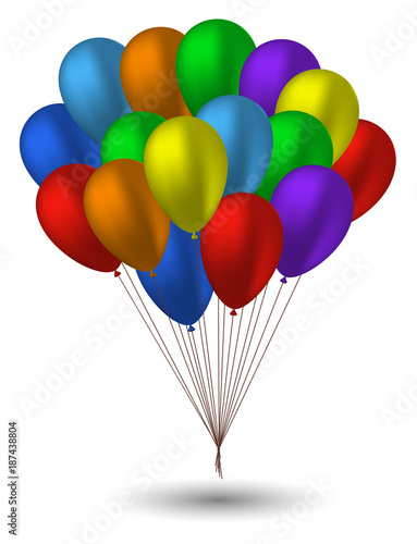 Seven balloons in the colors of the rainbow