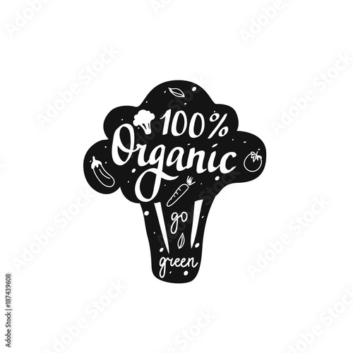 Vector 100 organic go green lettering badge