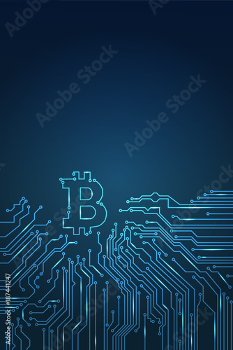 digital bitcoin crypto currency vector background.