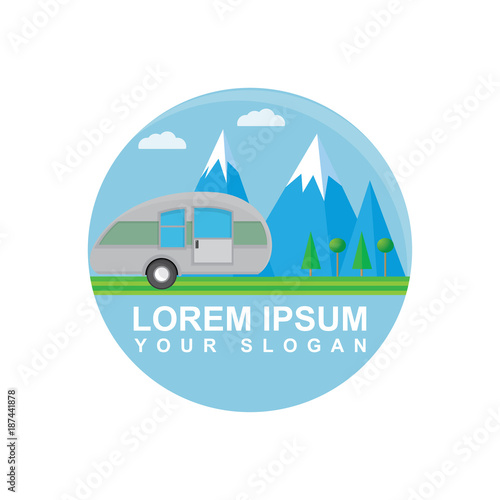 mountain travel logo with the fifth wheel