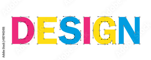 "DESIGN” letters with vector handles 
