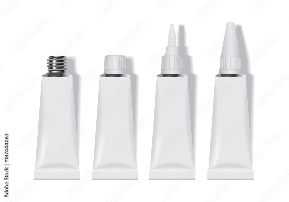 packaging for glue or cream is easy to change colors mock up vector template on white background