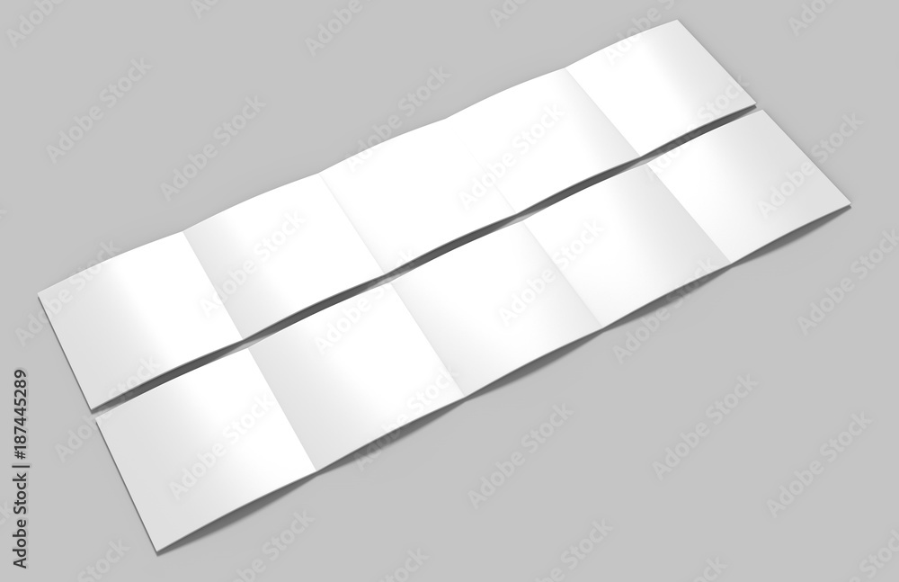 Accordion fold square brochure, ten page leaflet, concertina fold