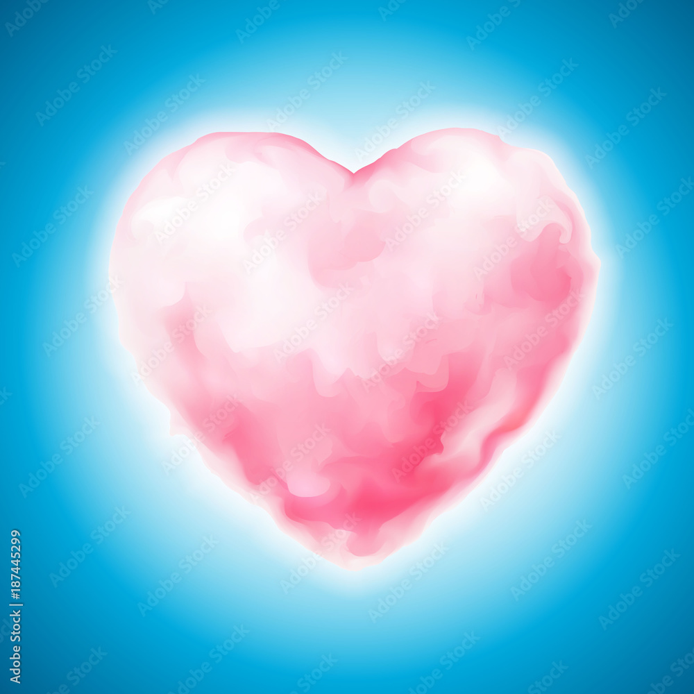Vector cotton candy heart icon valentine sweet
