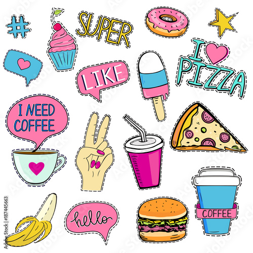 Set of trendy patches