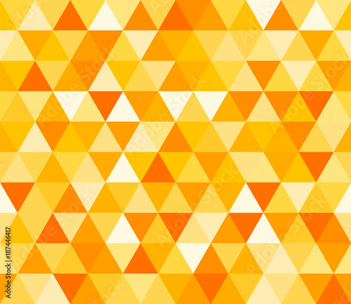 Amber yellow triangular seamless pattern. Geometric vector background. Polygonal mosaic decorative backdrop. Easy to edit design template.